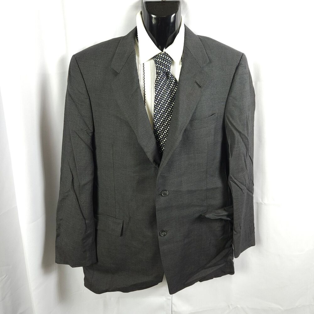 Hart Schaffner Marx Mens 44R Gray Wool 2-Button Sports Coat‎ Blazer